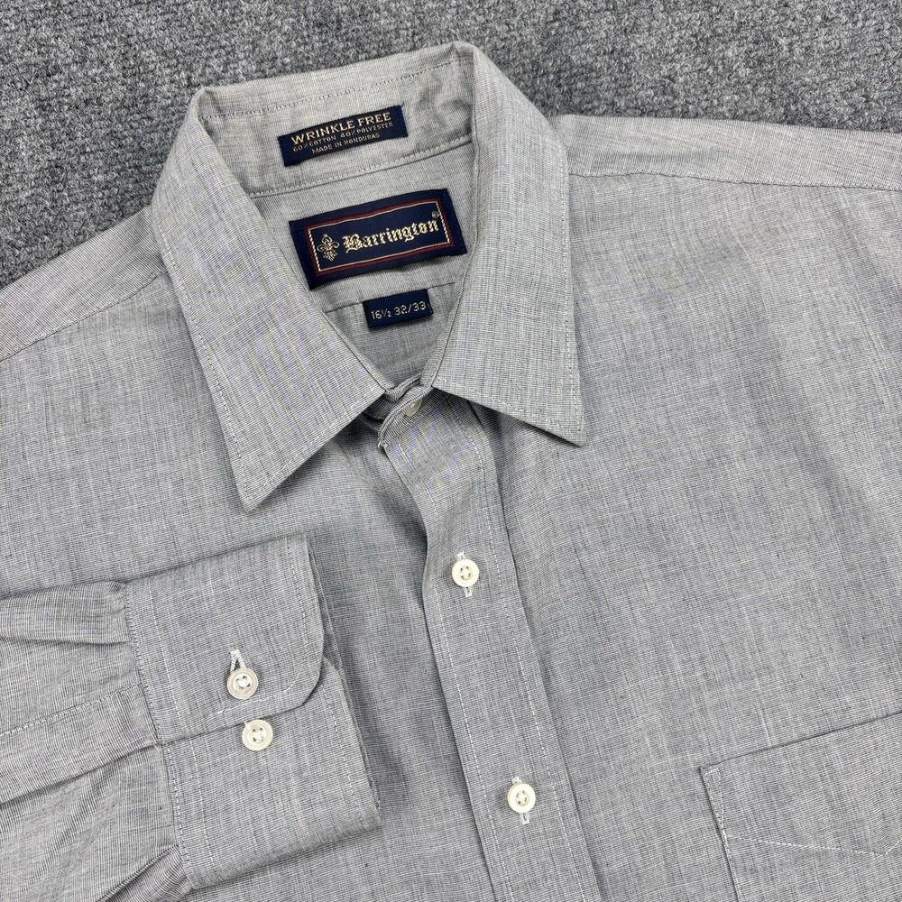 Barrington Shirt 16.5 32/33 Gray Wrinkle Free Dress Shirt Long Sleeve